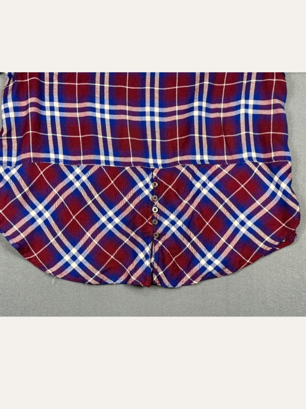 Lucky Brand Plaid Button Down Blouse Women’s 2X Red Blue Button Back - Picture 3 of 9